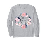 88 Years Loved 88th Birthday Floral 88 Year Old Men Women Manga Larga