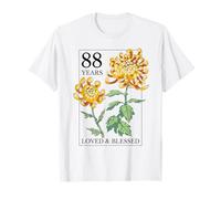 88 Years Loved and Blessed - Sello Floral con diseño de Flor para cumpleaños número 88 Camiseta