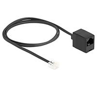 88092 Cable: Teléfono RJ11 Plug,RJ45 Hembra 1m Negro 28AWG DELOCK
