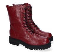 88474 Botas de Mujer, Comodas y Elegantes, Estilo Militar con Cordones, Suela Dentada y Cremallera Lateral Rojo Talla 40