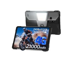 8849 Tank Pad E Tablet Android 14, Dual 4G 10.95'' Rugged Projector Tablet 24GB RAM, 21000mAh Octa-core estanco Outdoor Tablets 512GB ROM, 50MP+32MP Cámara, Camping Light/WiFi/BT 5.3/GPS