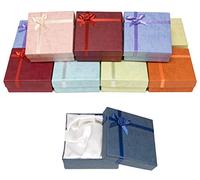 888 Display USA, Inc Cajas de regalo de cartón para joyas con lazos de rosa en varios colores, 3.5 x 3.5 x 1 pulgadas (paquete de 8)