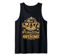 89 Year Old Made in 1937 Retro Floral 89th Birthday Women Camiseta sin Mangas