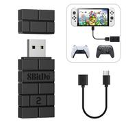8BitDo Adaptador USB inalámbrico 2 para Switch/Switch 2, Windows PC, Mac y Raspberry Pi, compatible con Xbox Series X y S, Xbox One Bluetooth, Switch Pro y controlador PS5, negro, cable OTG