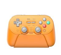 8Bitdo Pro 3 Mando Bluetooth con Joysticks TMR, Botones ABXY Intercambiables, Botones Traseros Pro, Base Carga y Disparadores Efecto Hall para Switch/Switch 2, PC, Apple, SteamOS y Android (Naranja)