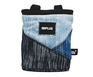 8BPLUS PROBAG - Bolsa de tiza para escalada y búlder - Cinturón, mosquetón y caja de regalo incluidos - Apertura amplia - Portacepillos para zurdos y diestros (mezclilla)