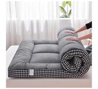 8cm Thick Foldable Futon Mattress Soft Portable Japanese Floor Mat Easy Storage Double/Single/Queen Size Grey Plaid Perfect for Home & Travel(Gray,120x200cm)
