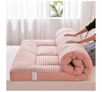 8cm Thick Foldable Futon Mattress Soft Portable Japanese Floor Mat Easy Storage Double/Single/Queen Size Grey Plaid Perfect for Home & Travel(Pink Plaid,200x220cm)