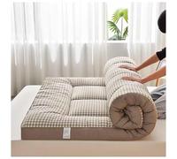 8cm Thick Foldable Futon Mattress Soft Portable Japanese Floor Mat Easy Storage Double/Single/Queen Size Grey Plaid Perfect for Home & Travel(Yellow Plaid,90x200cm)