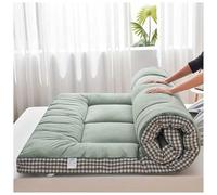 8cm Thick Foldable Futon Mattress Soft Portable Japanese Floor Mat Easy Storage Double/Single/Queen Size Grey Plaid Perfect for Home & Travel(Green,120x200cm)
