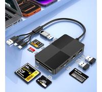8en1 Lector de Tarjetas SD,USB-C + USB-A + Lightning Memory Stick Pro Duo Adaptador para SD/MS/TF/CF/XD/USB2.0,OTG lector de tarjetas de memoria múltiple para Windows/Mac/Linux/Android para Fotografía