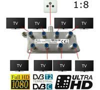 8fach Antenas Satélite Dvbc Dvbs Dvbt Cable BK Divisor de Distribuidor de Antena