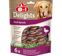 8in1 Delights Duck - Espirales para Masticar saludables para Perros, Carne de Pato Envuelta en Piel de Vacuno, 6 Unidades