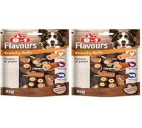 8in1 Flavours Crunchy Rolls - Bocadillos crujientes para Perros con pechuga de Pollo, pechuga de Pato o Ternera, Bolsa de 85 g (Paquete de 2)