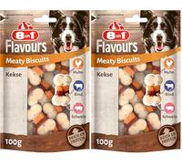 8in1 Galletas para Perros Flavours Meaty Biscuits - Deliciosas golosinas para Perros con Tres Notas de Sabor en un Aperitivo, Bolsa de 100 g (Paquete de 2)