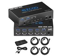 8K@60Hz 4K@120Hz HDMI 2.1 KVM Switch USB 3.0 4 Puertos con Hotkey Compartir 4 ordenadores con un teclado Mous HDR D-olby Vision HDCP2.2 Mando a distancia USB 3.0 Cable x4