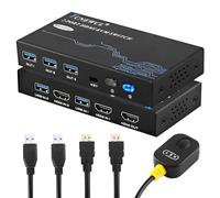 8K 60Hz Conmutador KVM Switch HDMI 4K 120Hz 2 puertos, TCNEWCL Switch KVM Conmutador HDMI 2.1 USB 3.0 para 2 PC 1 monitor, soporte HDR, Dolby Audio, 3D, HDCP2.3, con 2 cable HDMI 2.1 y 2 cable USB 3.0