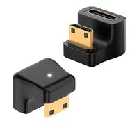 8K Mini HDMI Adapter 360 Grad U-Form,48Gbps Mini HDMI 2.1 männlicher zu weiblicher Konverter mit LED-Anzeige,Winkel Mini HDMI-Anschluss für Kamera,tragbare Monitor,Tablet,Projektor(2PCS) (Down)