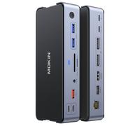 8K USB C Laptop Docking Station con 2 x DP&1*HDMI, 15 en 1 Hub Dock para monitores duales/triples, 6 puertos USB A/C, 100 W PD, Ethernet, SD y TF, audio para Dell/HP/MacBook/Lenovo
