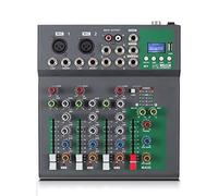 8KLANMMQ 4-Channel Portable Mixing Console Digital Audio Mixer Supports BT Connection Reverb with USB Audio Interface