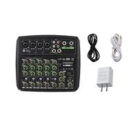 8KLANMMQ 6-Channel Audio Mixer Mixing Console Led Screen Built-in Soundcard BT Connection with 2-Band Eq Gain Delay Control (Color : B) (A)