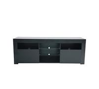 8KLANMMQ - Estación de televisión moderna de 145 cm, cuerpo mate, mueble de TV frontal de alta luminosidad con 16 colores de muebles de luz LED (color E, tamaño: 57 x 13,8 x 2,3 pulgadas) (E 57 x 13,8