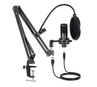 8KLANMMQ Kit de micrófono condensador USB profesional, micrófono con soporte de brazo de tijera ajustable, soporte de choque