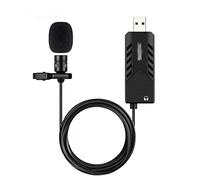 8KLANMMQ Micrófono Lavalier condensador cardioide con clip, micrófono de computadora Plug and Play, micrófono USB con tarjeta de sonido para PC