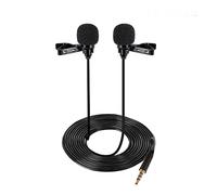 8KLANMMQ Micrófono profesional de 3,5 mm de doble cabeza con clip de amarre en el micrófono Lavalier de solapa para PC, portátil, teléfono móvil portátil
