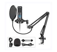 8KLANMMQ Micrófono profesional de condensador de estudio para grabación de voz de computadora con soporte, micrófono USB para transmisión de voz vocal