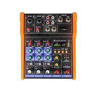 8KLANMMQ PTM-4 - Mezclador de audio para DJ con tarjeta de sonido USB de 48 V Phantom Power para grabación de PC, canto y fiesta