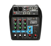 8KLANMMQ TU04 BT - Consola de mezcla de sonido de 48 V, monitor de alimentación Phantom AUX Paths Plus Efectos Mezclador de audio de 4 canales con USB