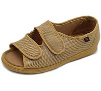 8KLANMMQ Women's Memory Foam Diabetic Slippers House Slippers with Adjustable Strap Open Toe Sandal for Elderly Swollen Feet (Color : Apricot Size : 6 Wide) (Apricot 10 Wide)