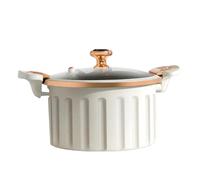 8L Cooking Pot with Lid Pressure Rice Cooker Slow Pasta Noodle Stew for Tea Noodles Milk Soup(WHITE)