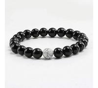 8mm Natural Turquoises Bracelet Classic Bright Black Yoga Beaded Bracelets for Men Women Best Friend Charm Jewelry Gift-bright black 1_China