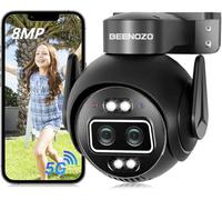 8MP Camera Vigilancia WiFi Exterior/Interior, Seguimiento automático, cámara 360° PTZ, con doble lente, seguimiento inteligente, visión nocturna color 30M, detección humana, audio bidireccional