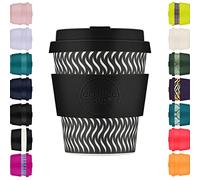 8oz 240ml Ecoffee Cup Reutilizable Eco-Friendly 100% Plant Based Coffee Cup with Silicone Lid & Sleeve - Melamine Free Travel Mug, Spin Foam