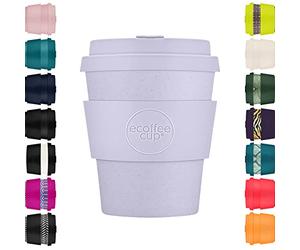 8oz 240ml Ecoffee Cup Reutilizable Eco-Friendly 100% Plant Based Coffee Cup with Silicone Lid & Sleeve - Melamine Free Travel Mug, Glittertind