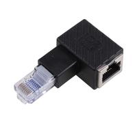 8P8C - Adaptador Ethernet LAN macho a hembra Cat 5e/6 para Cat 5e/6 hacia arriba, abajo, izquierda, ángulo de 90 grados, extensión de red de cristal para