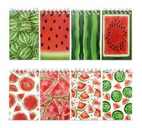 8Pack Watermelon Notebooks - Summer Fruit Theme Deliciously Sweet Watermelon Pocket Notepads Top Spiral Bound, Mini Spiral Journal Memo Note Pads for Holiday School Summer Party Favor Stationery Set
