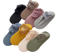 8PAIRS Fashion Lace Warmer Socks with Lace Trim Ultra Soft Velvet Slim Thermal Socks Thickened Fleece Lined Sock (8 Pairs-Short,One Size)
