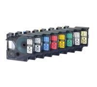 8pcs 1 Establecer Cinta de Etiqueta Transparente con impresión Negro Rojo Blanco Azul Amarillo Verde 12 mm para Fabricante de Etiquetas Compatible como D1 45010 45013 45018 45020