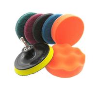 8Pcs 4Inch - Drill Cleaning Brush & Power Scouring Pads, Sponge Polishing Pad Set with Disc Pad Holder for Bathroom Kitchen Waxing