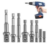 8PCS Adaptador de Llave de Vaso, Adaptadores Hexagonales Puntas Atornillador de 1/4 De Pulgada a 1/4", 3/8", 1/2", Hexagonal Adaptador Taladro Llave de Vaso Para Destornillador Inalámbrico y Taladro