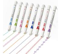 8pcs Bolígrafos Curvos de Colores,Curve Highlighter Pen,Marcadores de Punta Doble,Set de Rotuladores Resaltadores con 8 Formas de Curva Diferentes & Colores,para Niños,Estudiantes