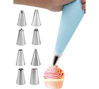 8Pcs Boquillas Pasteleras Profesionales y 1Pcs Manga Pastelera Silicona Reutilizables para Decoración de Pasteles, Cupcake, Repostería, Galletas