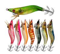 8pcs Camarón señuelo señuelo calamar jigs 7 8 cm Glow Calamar Jigs anzuelos ganchos para simulación de pesca de agua salada en cebos oscuros