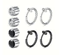 8pcs Clips Magnéticos para Orejas Hipoalergénicos 304 304 304 304 Acero Inoxidable, Joyería Corporal Sin Perforación, Cierre de Seguro para Mujeres, Uso Diario y Ocasiones Especiales, Sin Batería