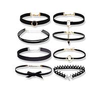 8PCS Collar Gótico, Conjunto de Collar Gargantilla, Gargantillas de Terciopelo, Collar de Gargantilla de Terciopelo, Collar de Gargantillas, Gargantilla Punk Vntage, para Niña Mujere Adolescente