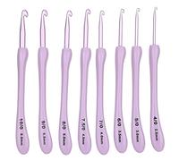 8Pcs Crochet Hook Set Alumina Needle Plastic Handle Knitting Tools Purple for Craft Lovers